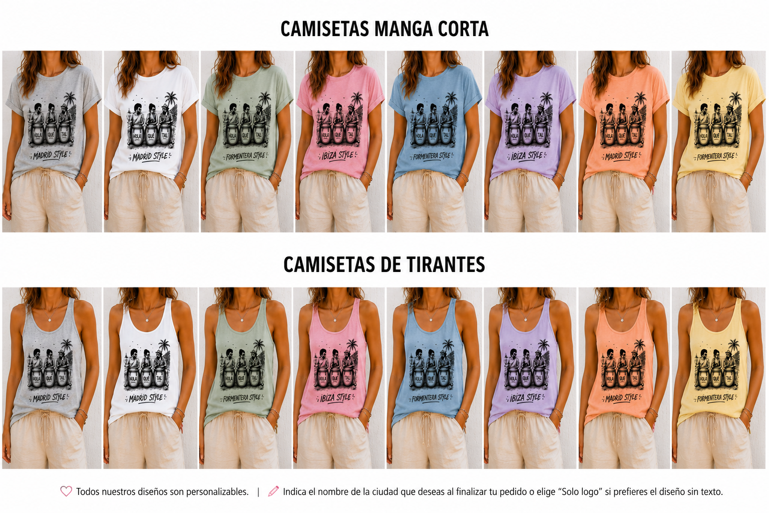 CAMISETA MANGA CORTA Y DE TIRANTES "TIMBALES STYLE"