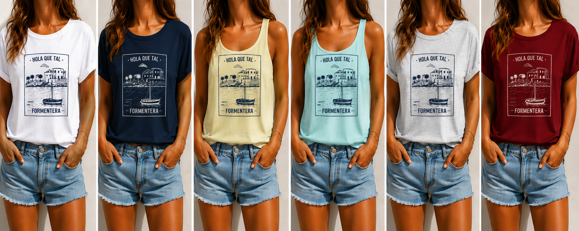 CAMISETA TIRANTE Y DE MANGA CORTA "PUERTO IBIZA"