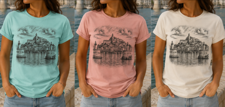CAMISETA MUJER "PUERTO DE IBIZA"